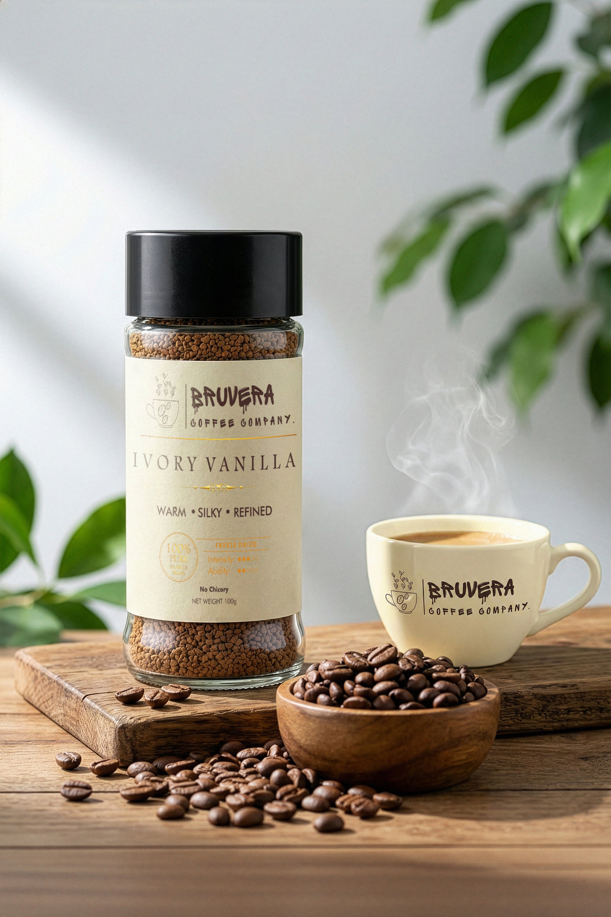 BRUVERA 100% Arabica Freeze-Dried Instant Coffee – Premium Flavoured(100g)