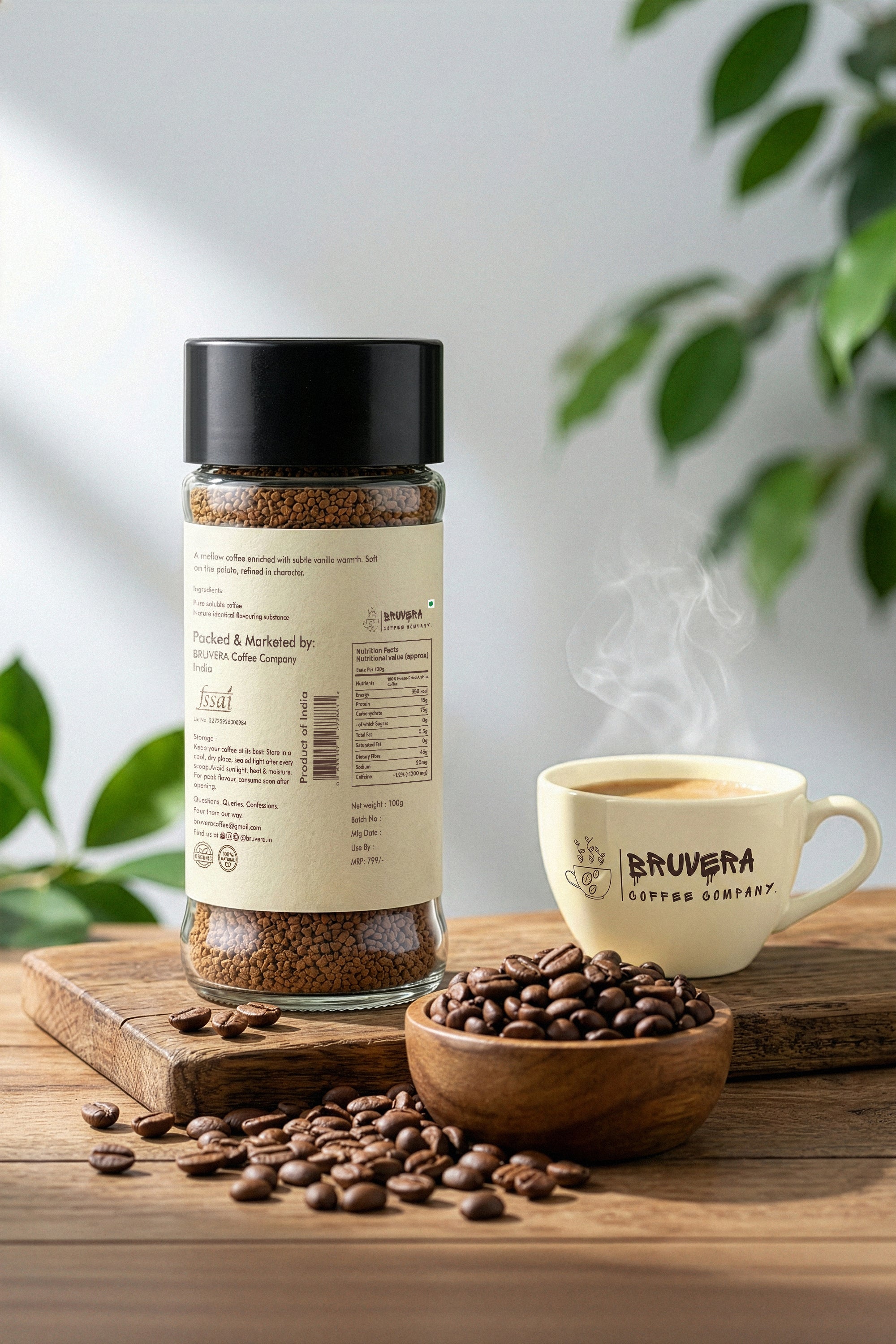 BRUVERA 100% Arabica Freeze-Dried Instant Coffee – Premium Flavoured(100g)