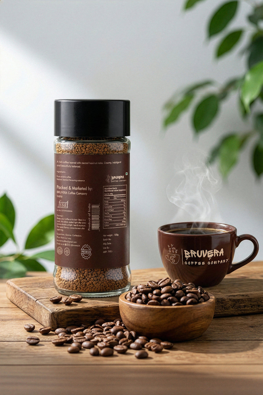 BRUVERA 100% Arabica Freeze-Dried Instant Coffee – Premium Flavoured(100g)